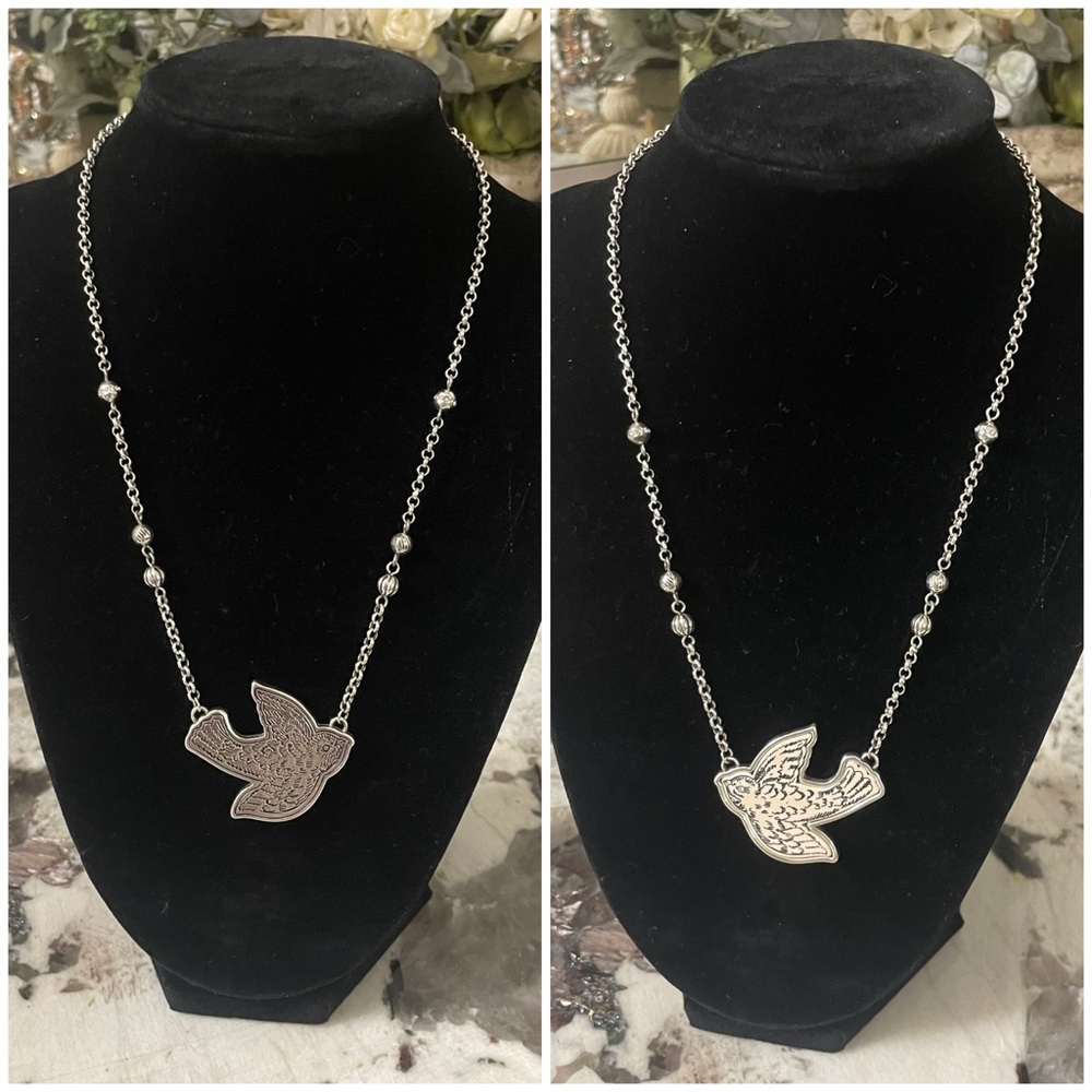 Brighton Double-sided Silver Swallow Bird Pendant Necklace